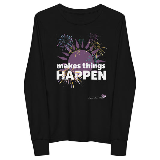 Makes Things Happen  —  Youth Long Sleeve Dark Tee