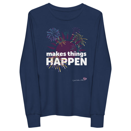 Makes Things Happen  —  Youth Long Sleeve Dark Tee